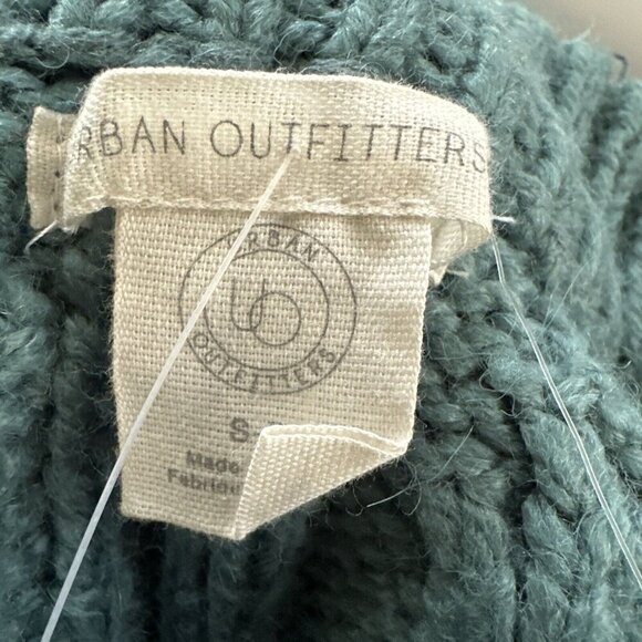 Urban Outfitters Womens Teal Cold Shoulder Sweater Chunky Cable Knit Size S NEW - Picture 11 of 12